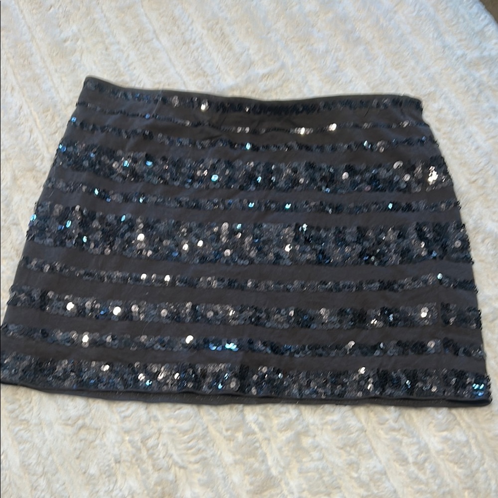Sequin Striped Black Skirt
